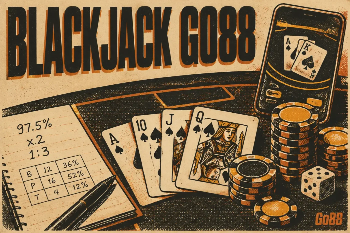 Blackjack tại Go88 là trò chơi bài đổi thưởng mà ở đó bạn sẽ đối đầu trực tiếp với nhà cái - Blackjack Go88 – Đối Đầu Nhà